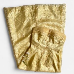 SOLDVintage soft yellow beaded floral prom dressSOLD